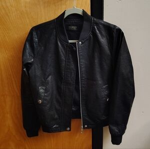 LIKA RULLA Faux Leather Motorcycle Jacket Size Small Black